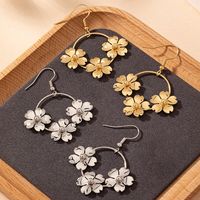 1 Pair IG Style Elegant French Style Flower Iron Drop Earrings main image 5