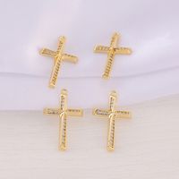 1 Piece 13 * 21mm Copper Zircon 18K Gold Plated Cross Polished Pendant main image 1