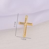 1 Piece 13 * 21mm Copper Zircon 18K Gold Plated Cross Polished Pendant main image 2