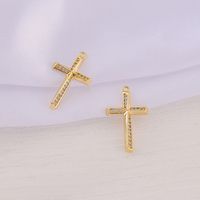 1 Piece 13 * 21mm Copper Zircon 18K Gold Plated Cross Polished Pendant main image 4