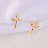 1 Piece 13 * 21mm Copper Zircon 18K Gold Plated Cross Polished Pendant main image 3