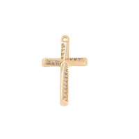 1 Piece 13 * 21mm Copper Zircon 18K Gold Plated Cross Polished Pendant main image 6