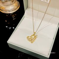 Fashion Heart Shape Butterfly Titanium Steel Plating Pendant Necklace 1 Piece sku image 61