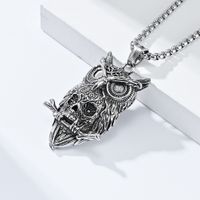 Gothic Cool Style Owl Skull 304 Stainless Steel Men's Pendant Necklace main image 3