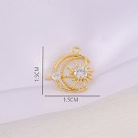 1 Piece 15*15mm Copper Zircon 18K Gold Plated Star Moon Polished Pendant main image 2