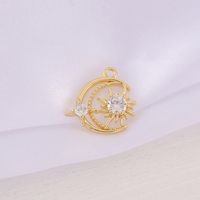 1 Piece 15*15mm Copper Zircon 18K Gold Plated Star Moon Polished Pendant sku image 1