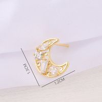 1 Pair 12 * 13mm Copper Zircon 18K Gold Plated Moon Polished Earring Findings main image 2
