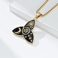 Hip-Hop Retro Airplane 304 Stainless Steel Plating Inlay Rhinestones 18K Gold Plated Men's Pendant Necklace main image 5