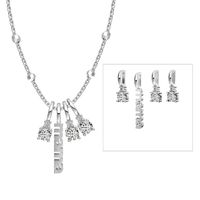 Sterling Silver Simple Style Classic Style Inlay Letter Rhinestones Pendant Necklace sku image 1