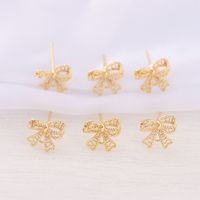 1 Pair 10 * 11mm Copper 18K Gold Plated Bow Knot Polished Earring Findings main image 5