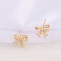 1 Pair 10 * 11mm Copper 18K Gold Plated Bow Knot Polished Earring Findings sku image 1