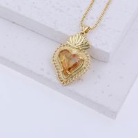 Simple Style Classic Style Heart Shape Glass Copper Plating Inlay Glass 18K Gold Plated Women's Pendant Necklace sku image 5