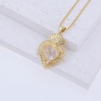Simple Style Classic Style Heart Shape Glass Copper Plating Inlay Glass 18K Gold Plated Women's Pendant Necklace sku image 2