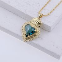 Simple Style Classic Style Heart Shape Glass Copper Plating Inlay Glass 18K Gold Plated Women's Pendant Necklace sku image 4