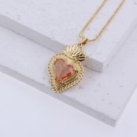 Simple Style Classic Style Heart Shape Glass Copper Plating Inlay Glass 18K Gold Plated Women's Pendant Necklace sku image 3