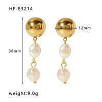 1 Pair Ig Style Elegant Oval Pearl Plating Stainless Steel 18k Gold Plated Drop Earrings sku image 2