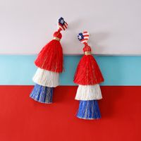 1 Pair Exaggerated Ethnic Style Artistic Color Block Tassel Braid Cotton Drop Earrings main image 1