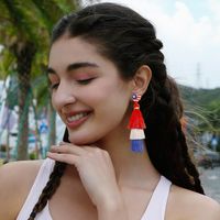 1 Pair Exaggerated Ethnic Style Artistic Color Block Tassel Braid Cotton Drop Earrings main image 6