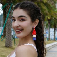 1 Pair Exaggerated Ethnic Style Artistic Color Block Tassel Braid Cotton Drop Earrings main image 4