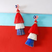 1 Pair Exaggerated Ethnic Style Artistic Color Block Tassel Braid Cotton Drop Earrings main image 3
