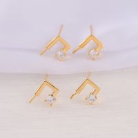 1 Pair 8 * 11mm Copper Zircon 18K Gold Plated Notes Polished Earring Findings main image 1
