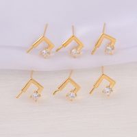 1 Pair 8 * 11mm Copper Zircon 18K Gold Plated Notes Polished Earring Findings main image 3