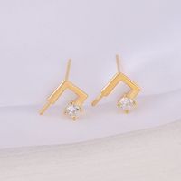 1 Pair 8 * 11mm Copper Zircon 18K Gold Plated Notes Polished Earring Findings sku image 1
