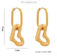 1 Pair Simple Style Heart Shape 316 Stainless Steel  18K Gold Plated Drop Earrings main image 2