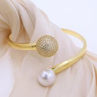 Wholesale Jewelry Elegant Vacation Modern Style Solid Color Plastic Copper Zircon 18K Gold Plated Plating Inlay Bangle main image 2