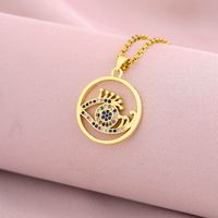 Elegant Lady Devil's Eye Tree Heart Shape Titanium Steel Copper Plating Inlay Zircon 18k Gold Plated Pendant Necklace sku image 15