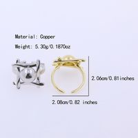 Copper 18K Gold Plated Casual Modern Style Plating Inlay Solid Color Pearl Open Rings main image 5