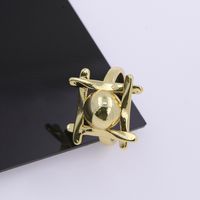 Kupfer 18 Karat Vergoldet Lässig Moderner Stil Überzug Inlay Einfarbig Perle Offener Ring sku image 1
