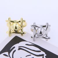 Copper 18K Gold Plated Casual Modern Style Plating Inlay Solid Color Pearl Open Rings main image 1