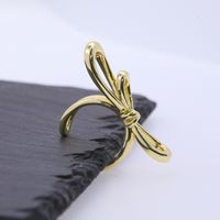 Copper 18K Gold Plated Modern Style Sweet Plating Bow Knot Open Rings main image 6