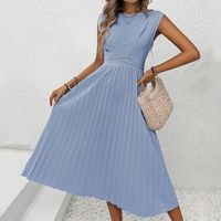 Women's Regular Dress Elegant Round Neck Sleeveless Solid Color Midi Dress Holiday Date main image 2