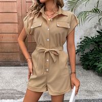 Women's Holiday Daily Simple Style Solid Color Shorts Rompers main image 1