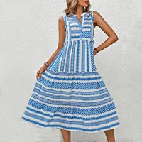 Women's Regular Dress Vacation V Neck Printing Sleeveless Geometric Midi Dress Holiday Beach main image 3