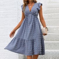 Women's Regular Dress Sexy V Neck Ruffles Short Sleeve Polka Dots Solid Color Above Knee Daily Date main image 1