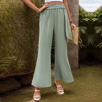 Women's Casual Business Daily Streetwear Solid Color Flower Full Length Belt Casual Pants Wide Leg Pants main image 4
