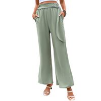Women's Casual Business Daily Streetwear Solid Color Flower Full Length Belt Casual Pants Wide Leg Pants main image 2