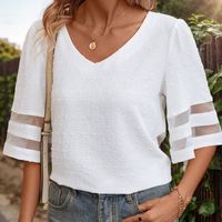 Women's T-shirt Chiffon Shirt Half Sleeve T-Shirts Elegant Solid Color main image 6