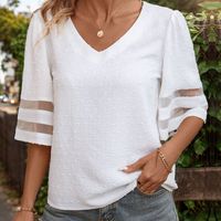 Women's T-shirt Chiffon Shirt Half Sleeve T-Shirts Elegant Solid Color main image 3