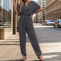 Women's Holiday Daily Date Streetwear Solid Color Full Length Dolman Sleeve Jumpsuits main image 3