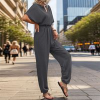 Women's Holiday Daily Date Streetwear Solid Color Full Length Dolman Sleeve Jumpsuits main image 4