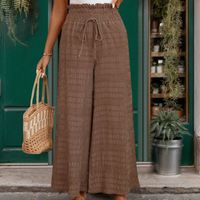 Women's Holiday Daily Retro Solid Color Full Length Casual Pants Wide Leg Pants main image 3