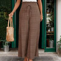 Women's Holiday Daily Retro Solid Color Full Length Casual Pants Wide Leg Pants main image 5