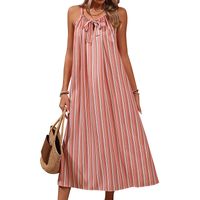 Women's Strap Dress Vacation V Neck Printing Stripe Sleeveless Stripe Midi Dress Holiday Beach main image 2