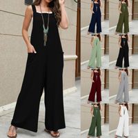 Women's Holiday Daily Simple Style Solid Color Full Length Pocket Jumpsuits main image 1