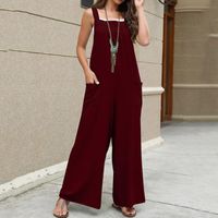 Women's Holiday Daily Simple Style Solid Color Full Length Pocket Jumpsuits main image 3