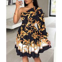 Women's Regular Dress Streetwear Oblique Collar Long Sleeve Floral Knee-Length Holiday Beach Date main image 3